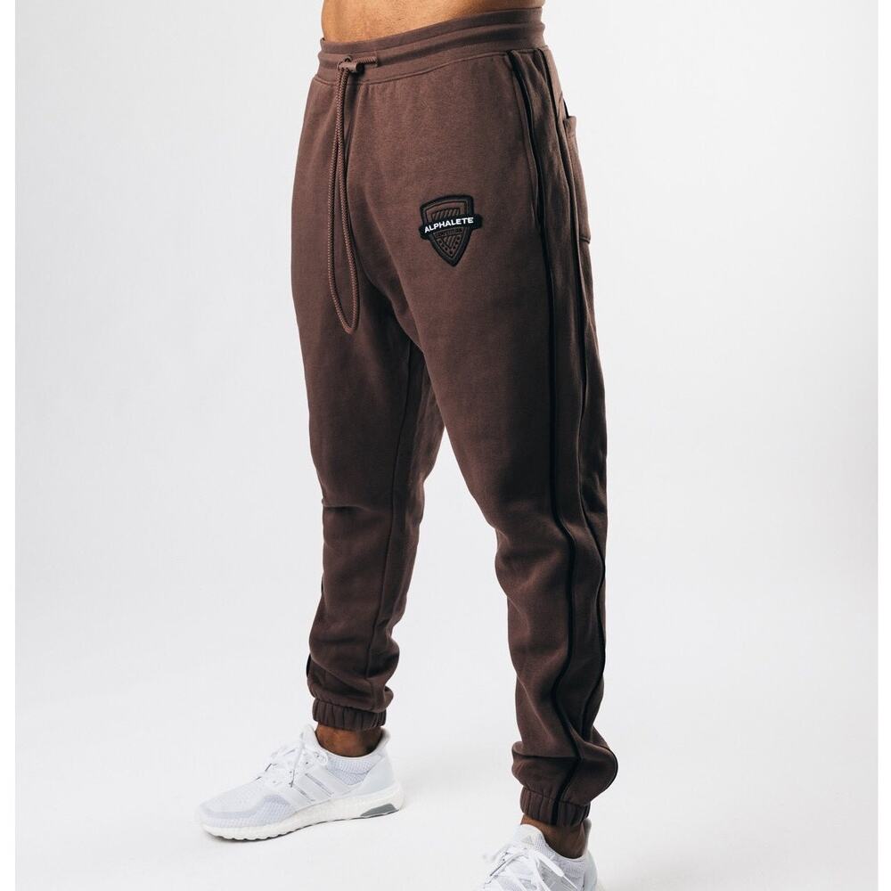 Alphalete Espresso Brown Varsity Joggers Fleece Sweatpants Track Gym Size Small